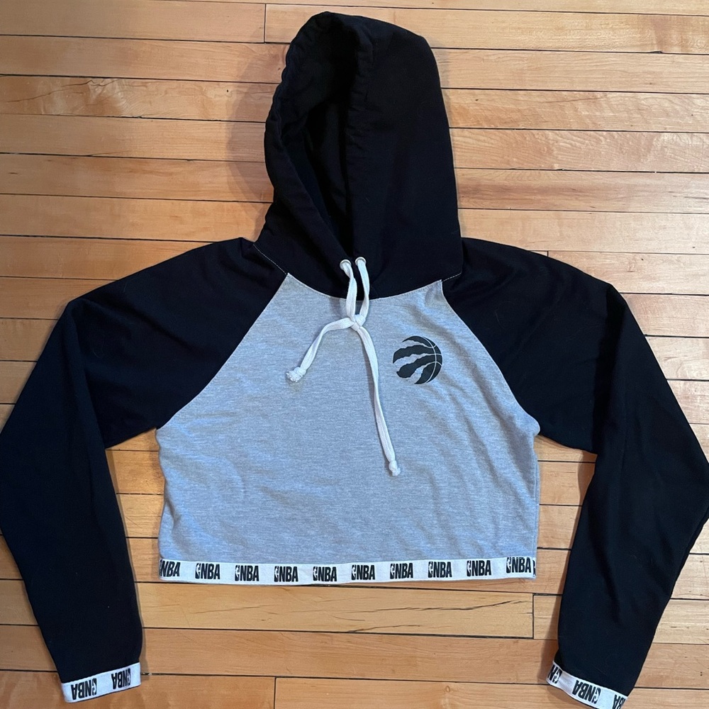 NBA Black and Gray Cropped Hoodie
